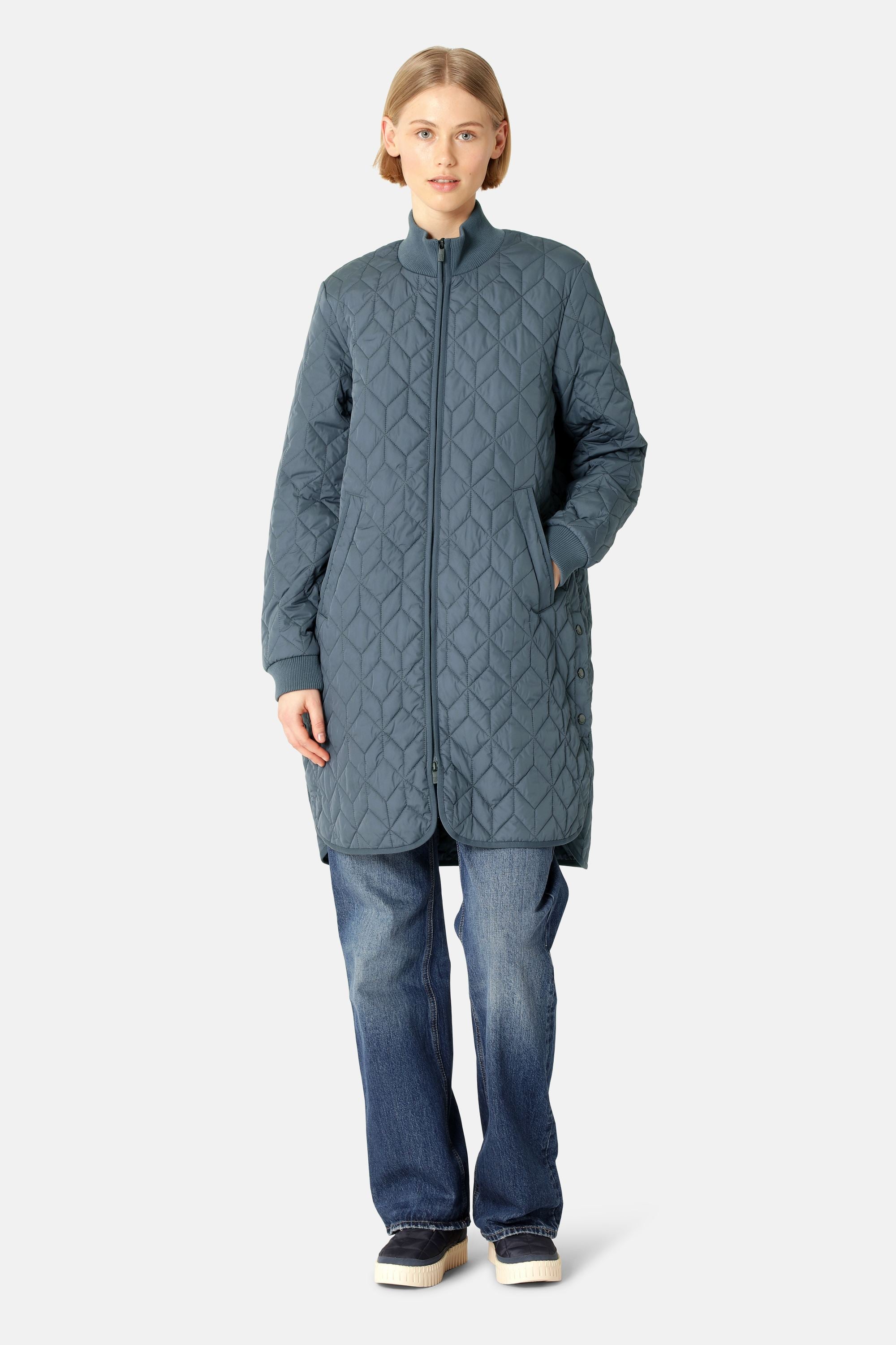 Lang Quiltet Jakke - Ombre Blue